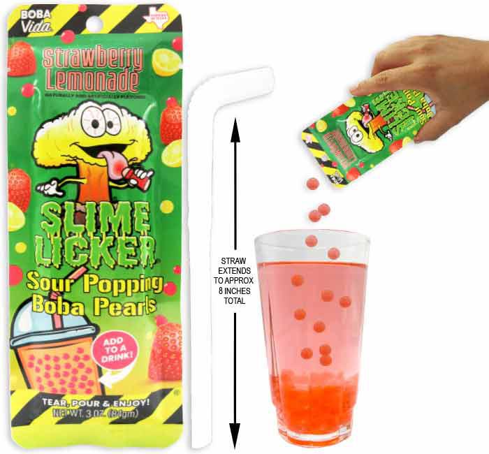 Toxic Waste Slime Licker Sour Boba Strawberry Lemonade