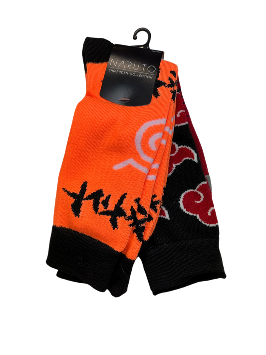 Socks Naruto 2pk Orange & Red Size 8-12