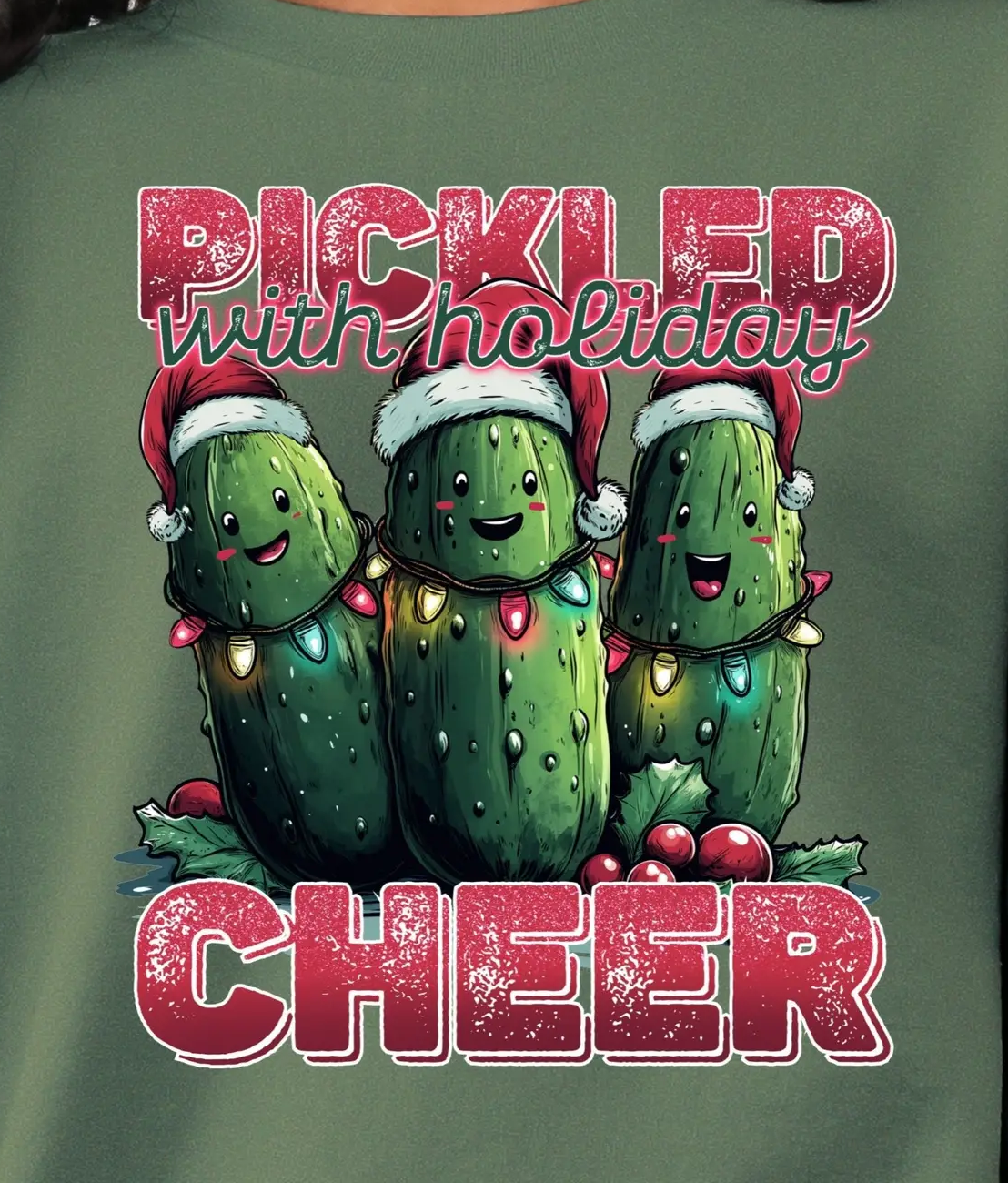Pickle Cheer Tshirt Forest Green