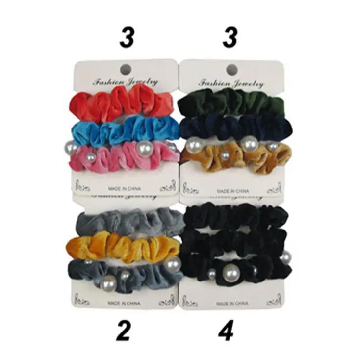 Scrunchie Faux Pearl Velvety 3 pack