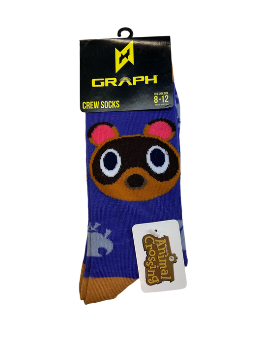Socks Animal Crossing Racoon Crew Size 8-12