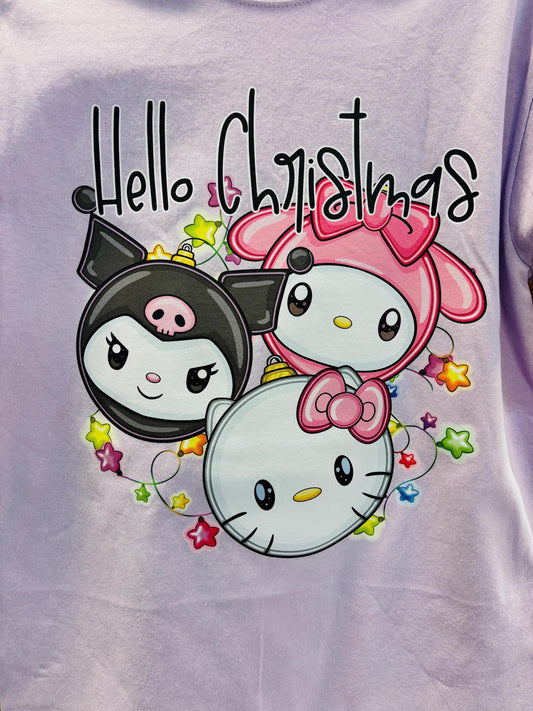 Hello Christmas Tshirt Lavender