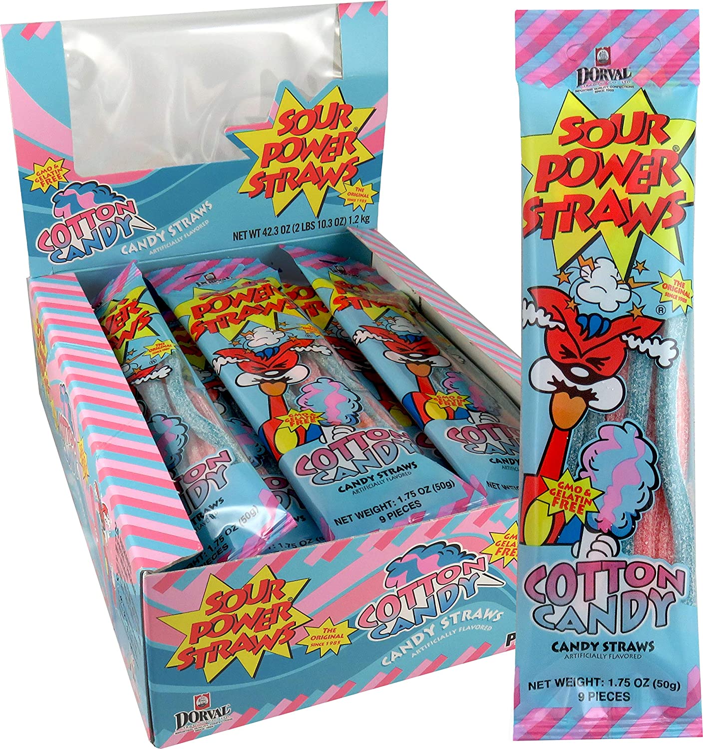 Sour Power Straws Cotton Candy 50g