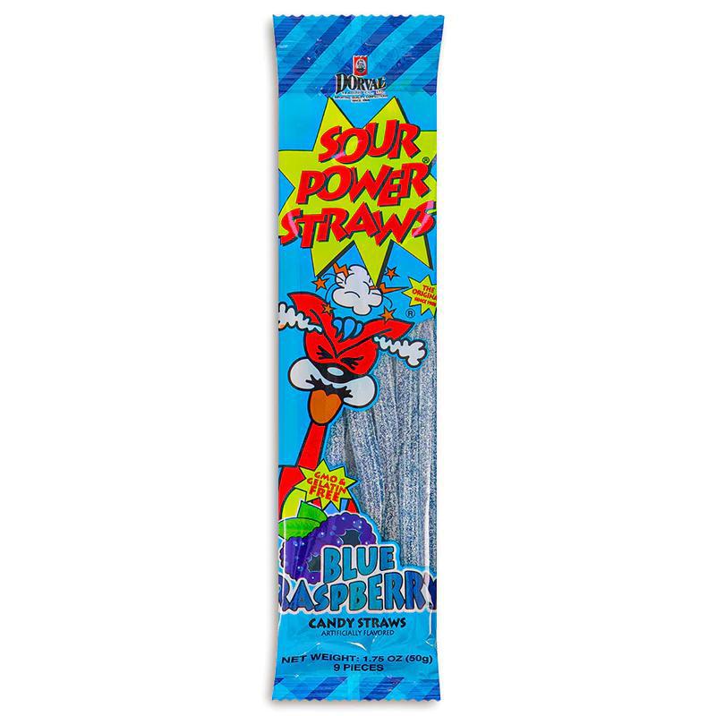 Sour Power Straws Blue Raspberry 50g