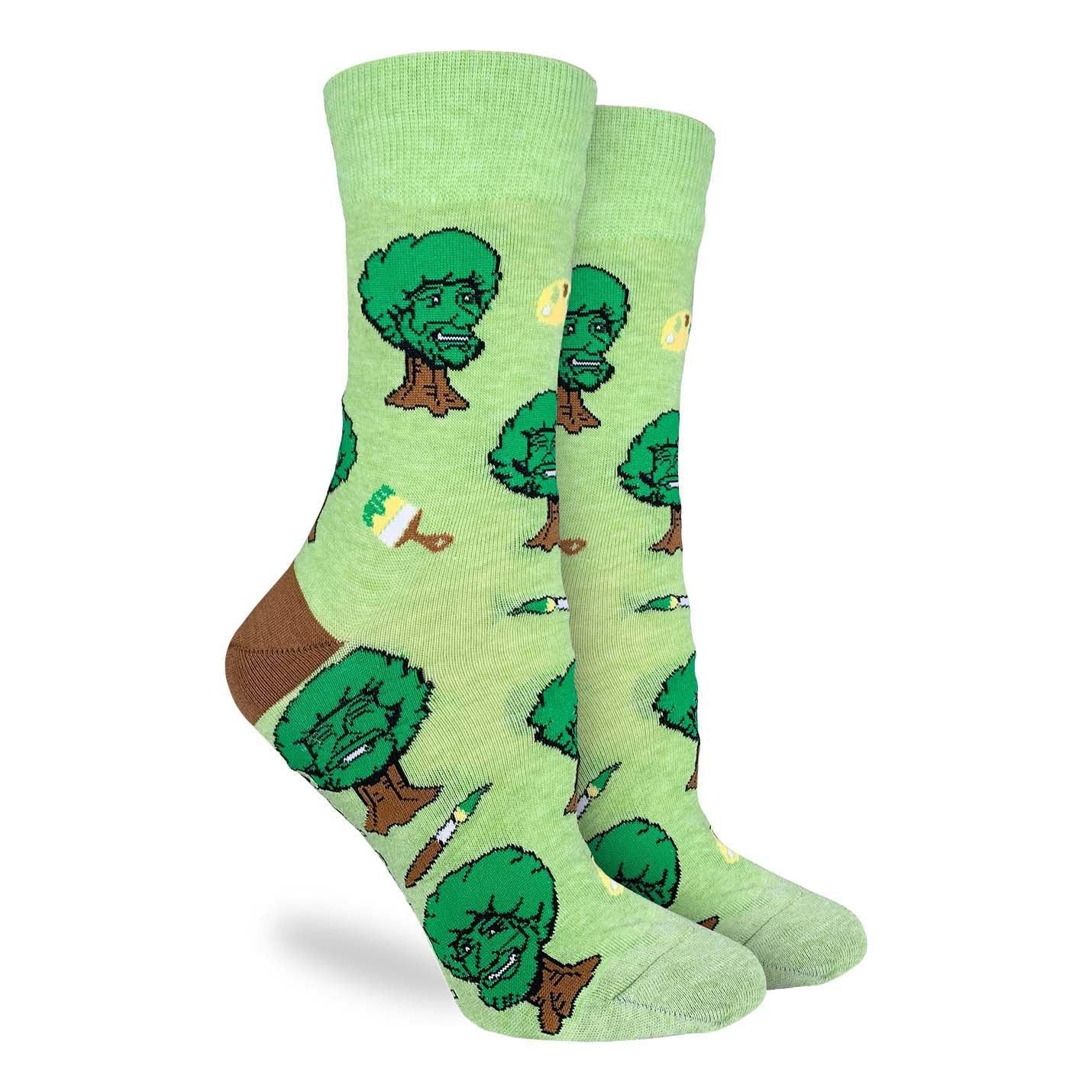 Good Luck Socks Crew 5-9 Socks Bob Ross Happy Trees
