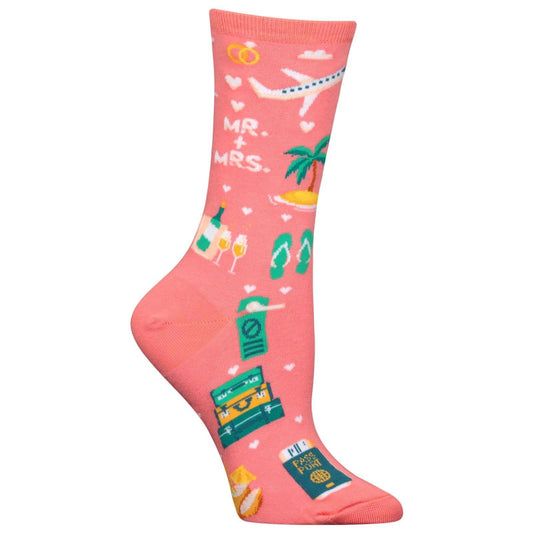 Hot Sox Socks 5-9 Crew Honeymoon Mr & Mrs