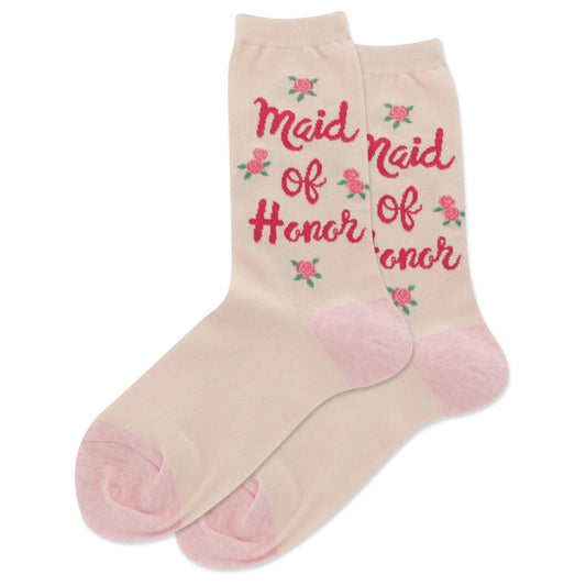 Hot Sox Socks 5-9 Crew Maid of Honor Pink
