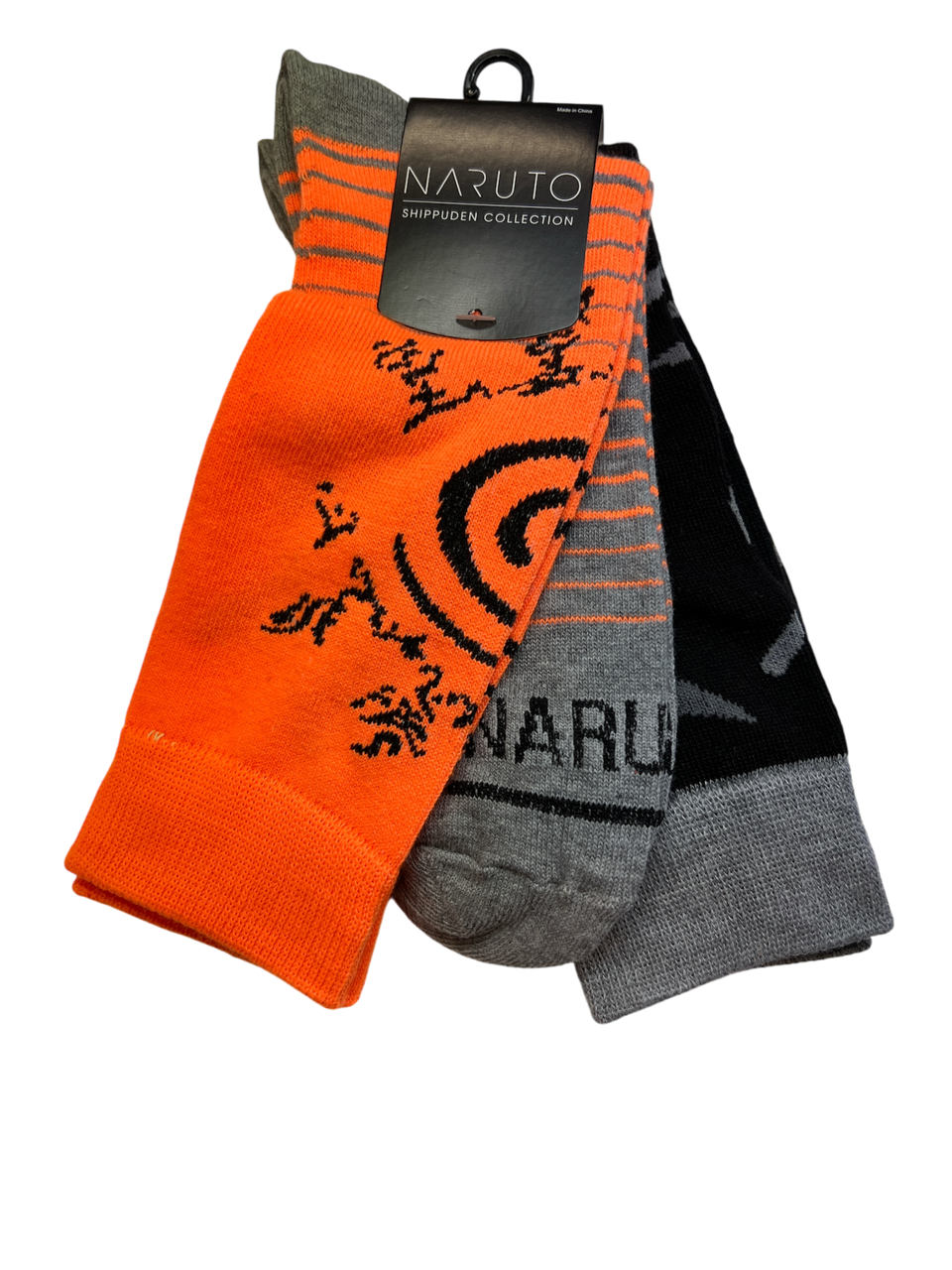 Socks Naruto 2pk Orange & Black Size 8-12