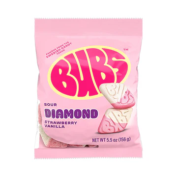Bubs Sour Diamond Strawberry Vanilla bag 156g