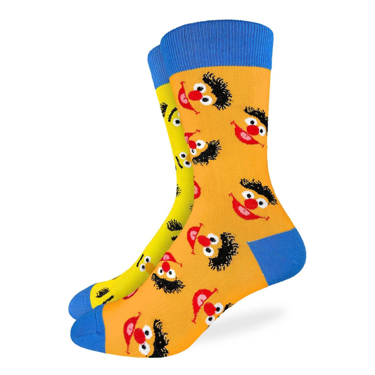 Good Luck Socks Crew 7-12 Sesame Street Bert & Ernie Mismatched