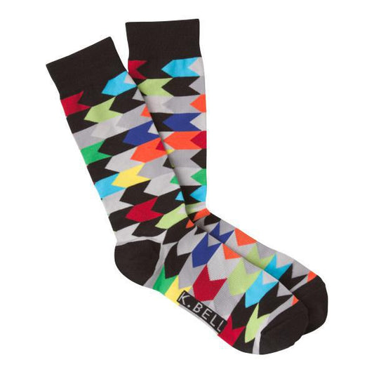 K Bell Men's Crew Socks 10-13 Chevron Stripes