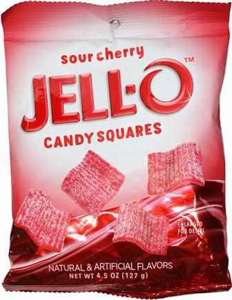 Jell-O Candy Squares Sour Cherry Peg Bag