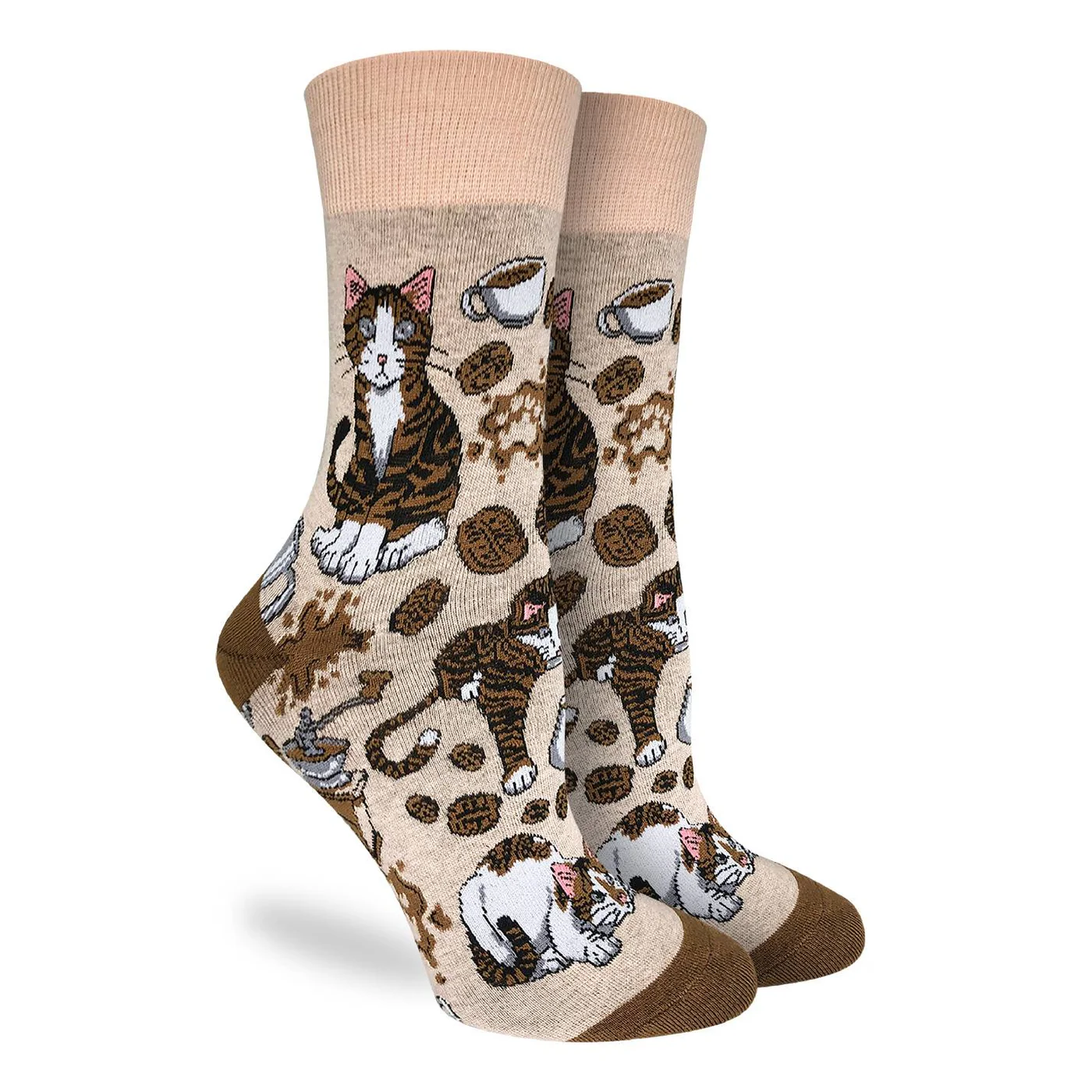 Good Luck Socks Crew 5-9 Coffee Cats