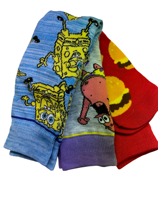 Socks Spongebob Crew 3pk Size 8-12