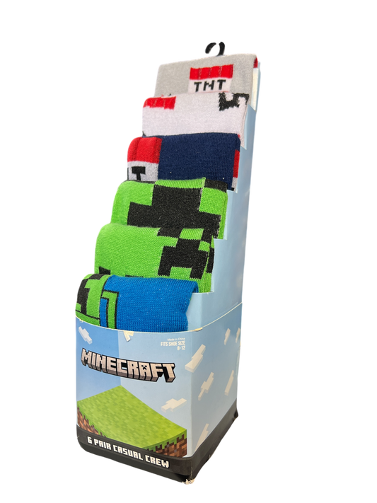 Socks Minecraft 6pk Crew Size 8-12