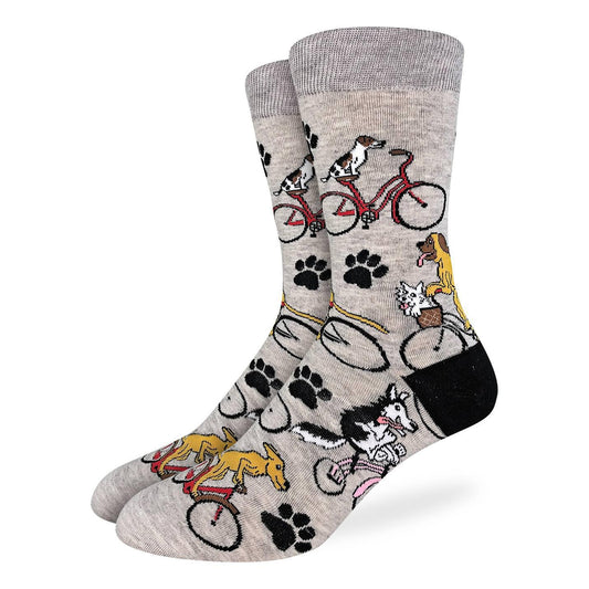 Good Luck Socks Crew 7-12 Dogs Riding Bikes