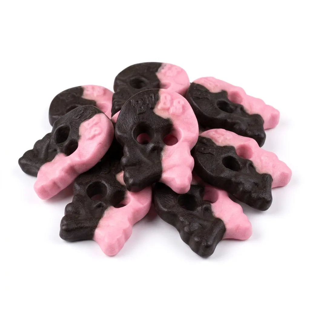 Bubs Raspberry Licorice Skulls 6ct