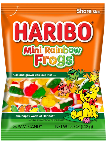 HARIBO MINI RAINBOW FROGS PEG BAG