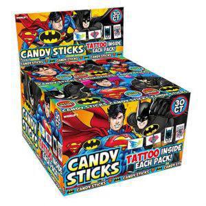 CANDY STICKS BATMAN/SUPERMAN WITH TATOO