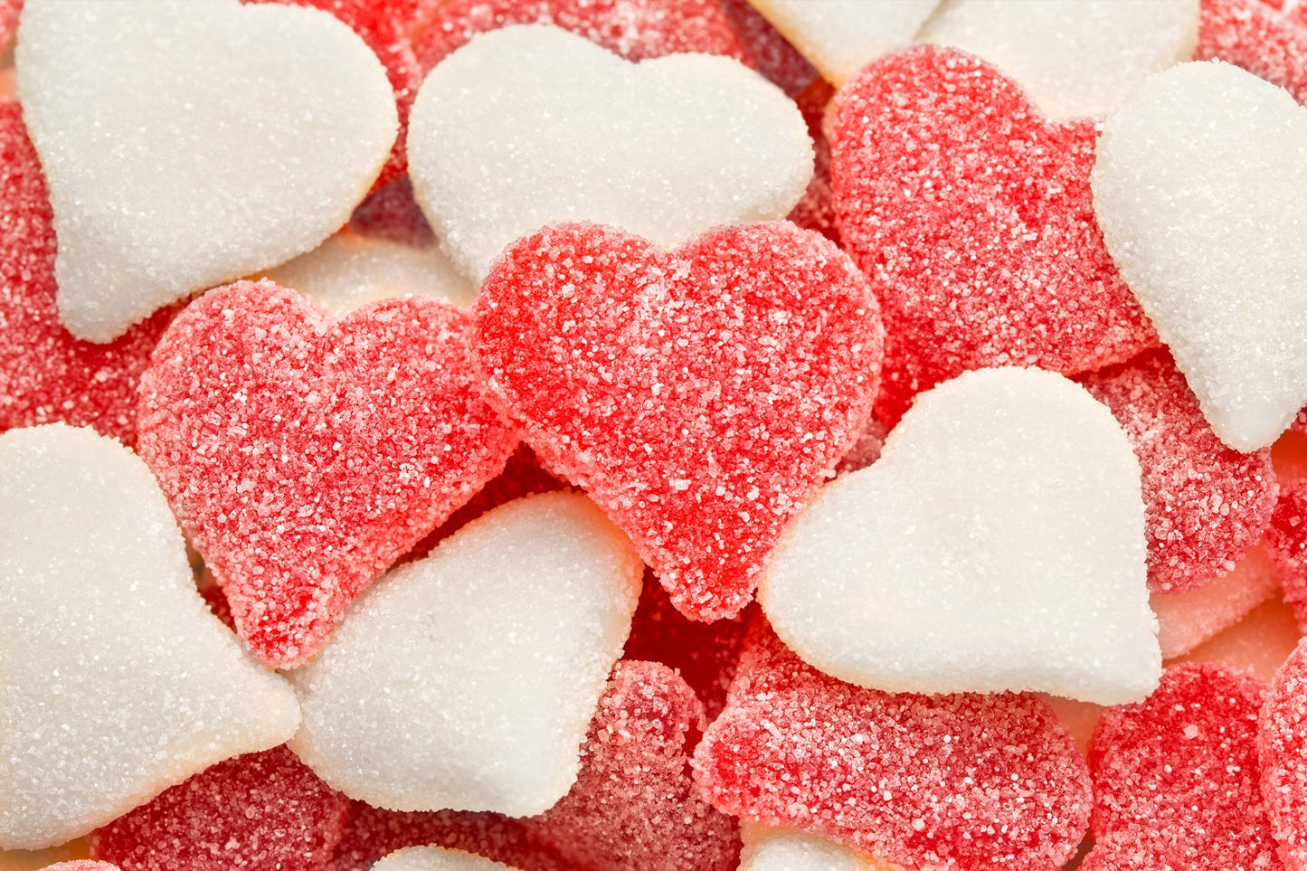 Red & White Sugared Gummy Hearts 200g